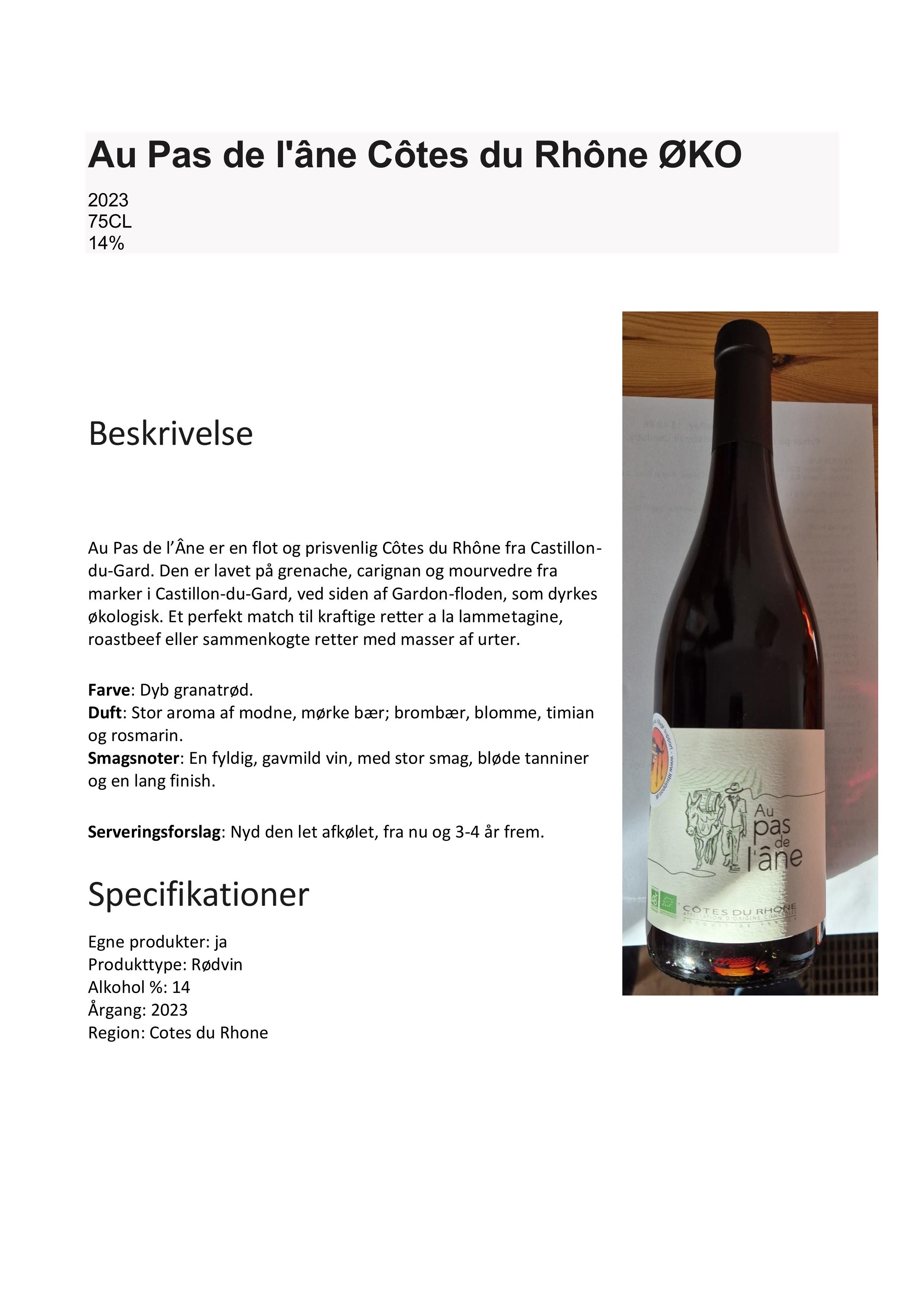 Au Pas de Cotes du rhone 1